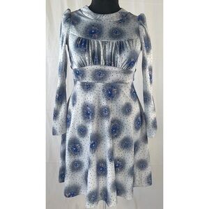 70’s Vintage ‘Honey Togs of Texas’ Floral Blue Long Sleeve Dress